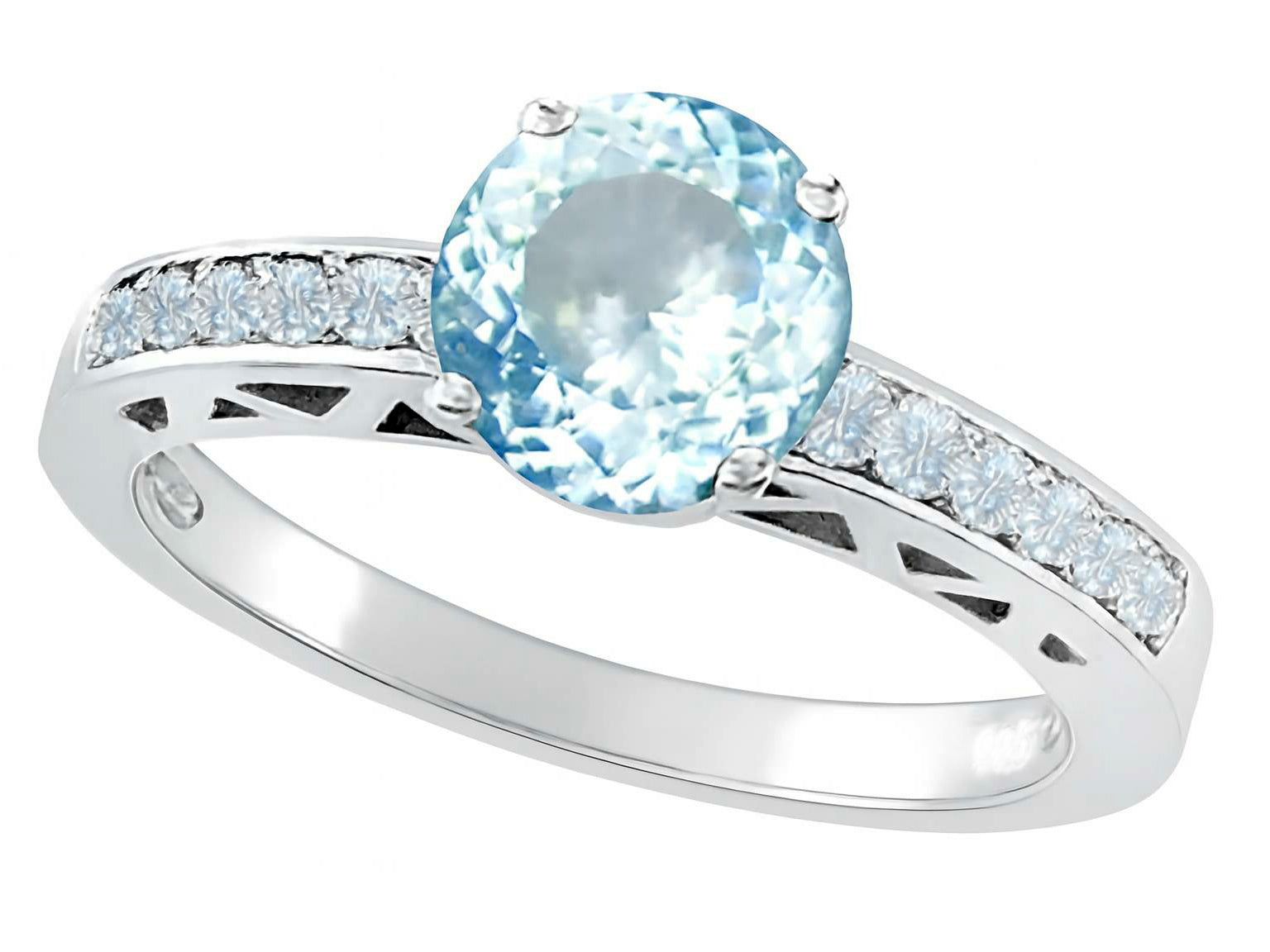 Star K Genuine Aquamarine Solitaire Engagement Ring