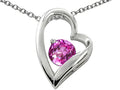 Star K 7mm Round Created Pink Sapphire Heart Pendant Necklace