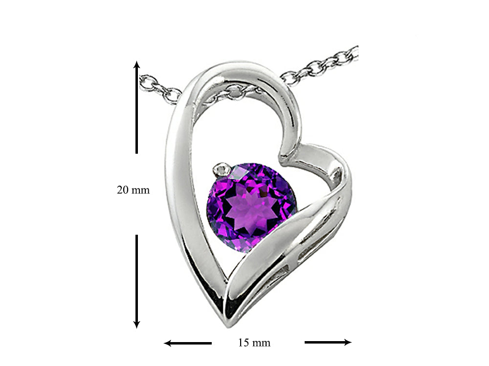 Star K 7mm Round Simulated Amethyst Heart Pendant Necklace