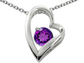 Star K 7mm Round Simulated Amethyst Heart Pendant Necklace