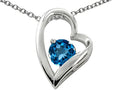 Star K 7mm Round Simulated Blue Topaz Heart Pendant Necklace