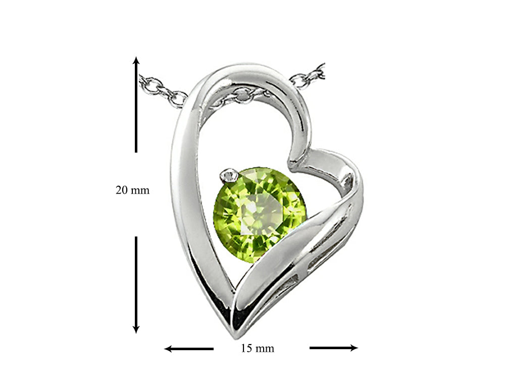 Star K 7mm Round Simulated Peridot Heart Pendant Necklace