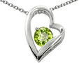 Star K 7mm Round Simulated Peridot Heart Pendant Necklace