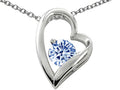 Star K 7mm Round Simulated Aquamarine Heart Pendant Necklace