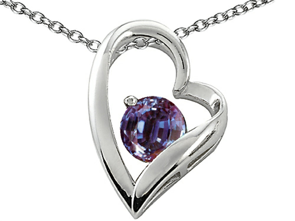 Star K 7mm Round Simulated Alexandrite Heart Pendant Necklace