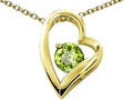 Tommaso Design Heart Shaped Genuine Peridot 7mm Round Pendant Necklace