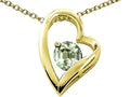 Tommaso Design Heart Shaped Green Amethyst 7mm Round Pendant Necklace
