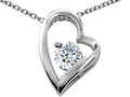 Tommaso Design Heart Shaped Genuine White Topaz 7mm Round Pendant Necklace