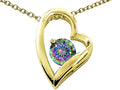 Tommaso Design Heart Shaped Mystic Rainbow Topaz Round 7mm Pendant Necklace