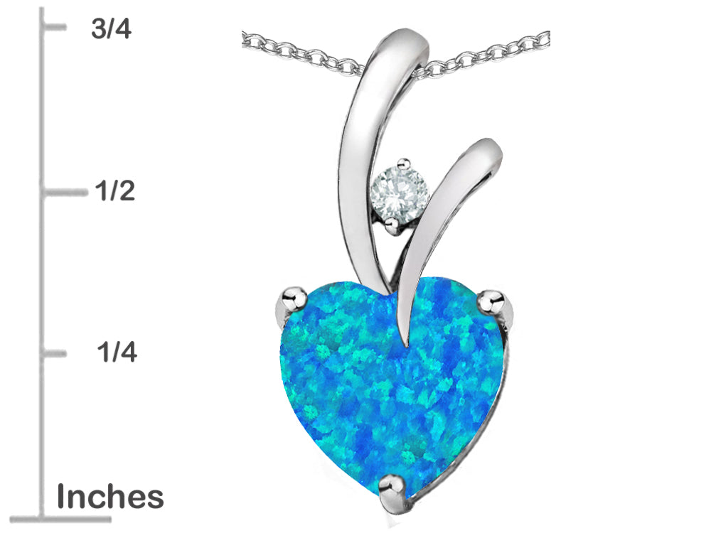Star K Heart Shape 8mm Blue Created Opal and Cubic Zirconia Endless Love Pendant Necklace