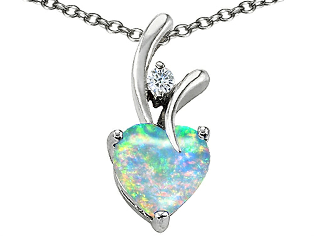 Star K Heart Shape 8mm Created Opal Pendant Necklace