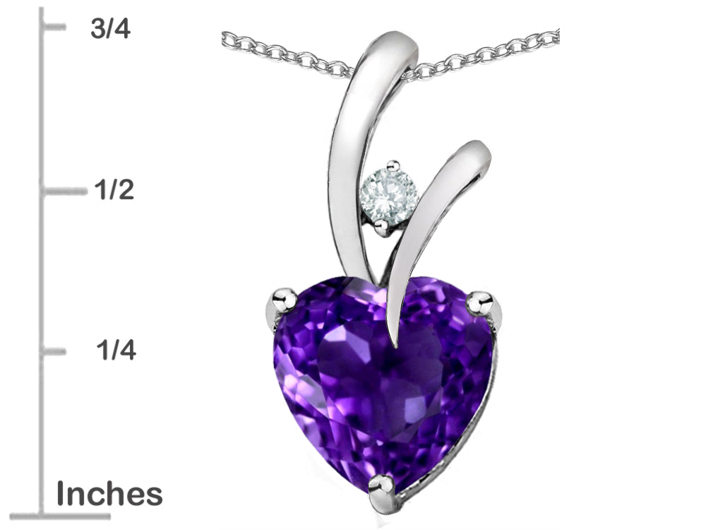 Star K Heart Shape 8mm Simulated Amethyst Endless Love Pendant Necklace