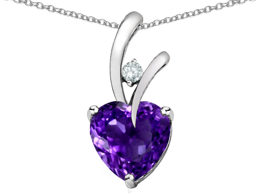 Star K Heart Shape 8mm Simulated Amethyst Endless Love Pendant Necklace