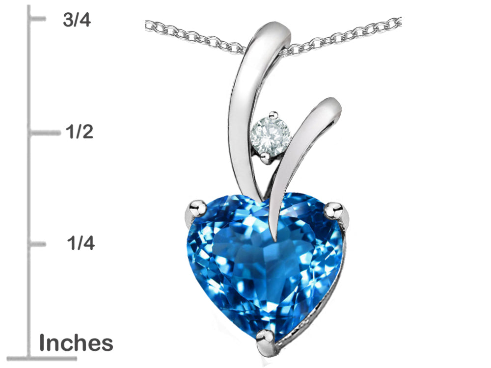Star K Heart Shape 8mm Simulated Blue Topaz Endless Love Pendant Necklace