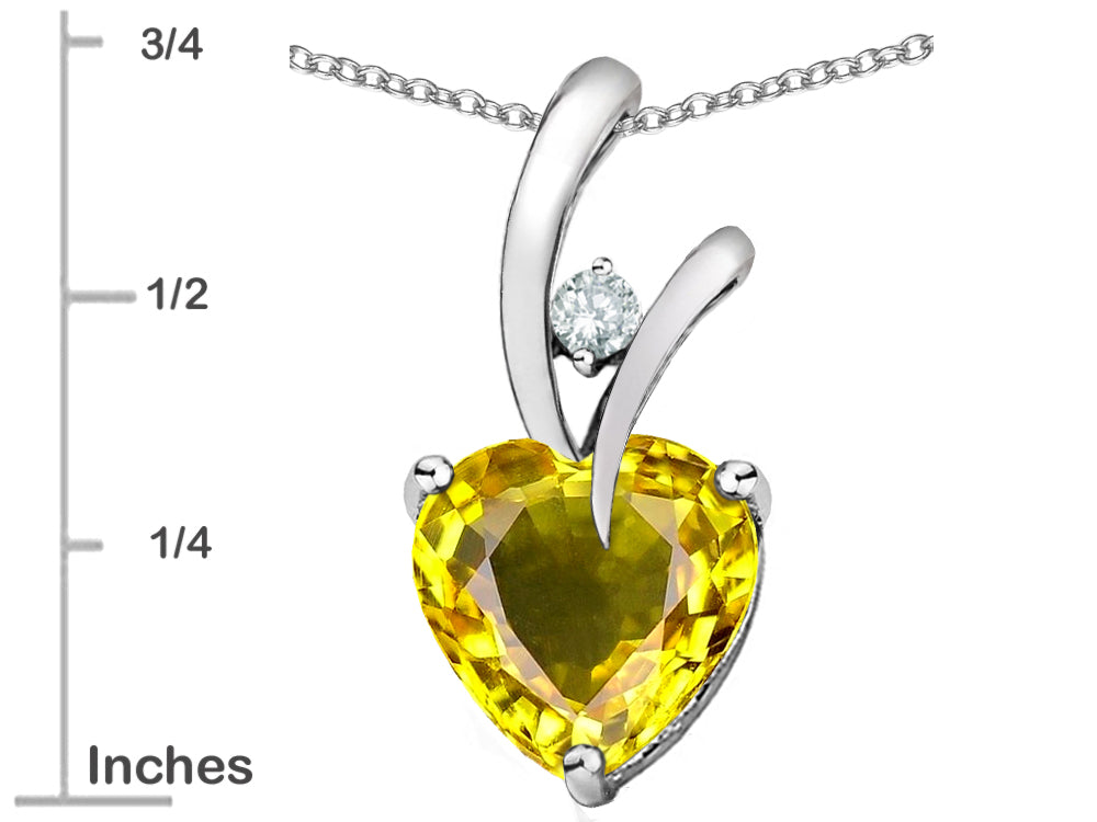 Star K Heart Shape 8mm Simulated Citrine Endless Love Pendant Necklace