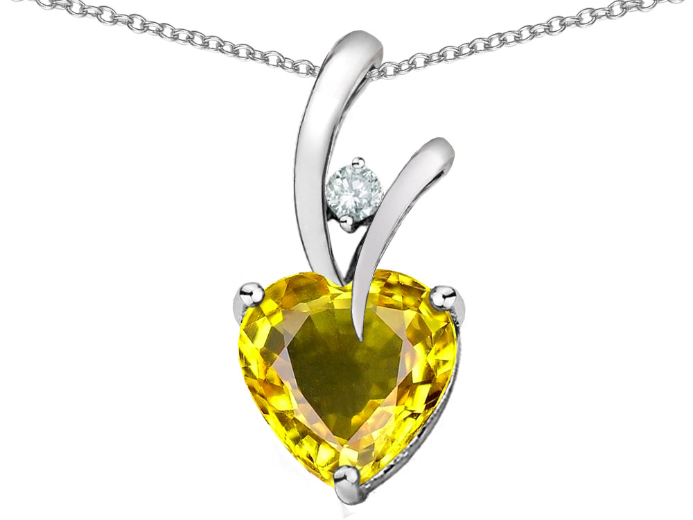 Star K Heart Shape 8mm Simulated Citrine Endless Love Pendant Necklace
