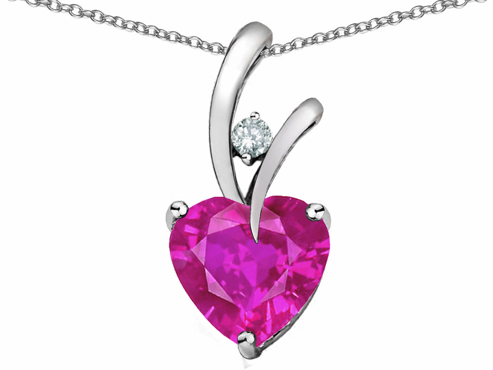 Star K Heart Shape 8mm Simulated Pink Tourmaline Endless Love Pendant Necklace