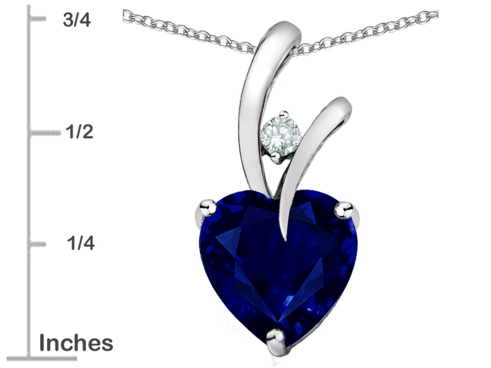 Star K) Heart Shape 8mm Created Blue Sapphire Endless Love Pendant Necklace