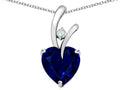 Star K) Heart Shape 8mm Created Blue Sapphire Endless Love Pendant Necklace