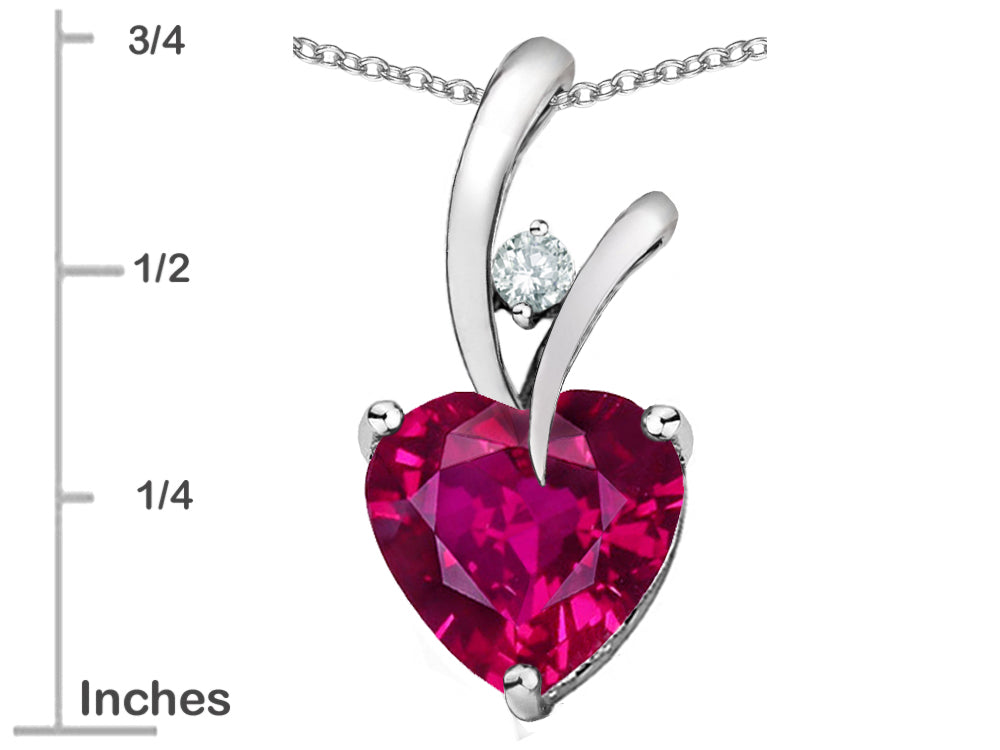 Star K Heart Shape 8mm Created Ruby Endless Love Pendant Necklace