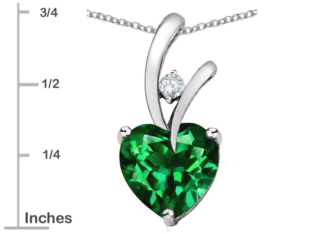 Star K Heart Shape 8mm Simulated Emerald Endless Love Pendant Necklace