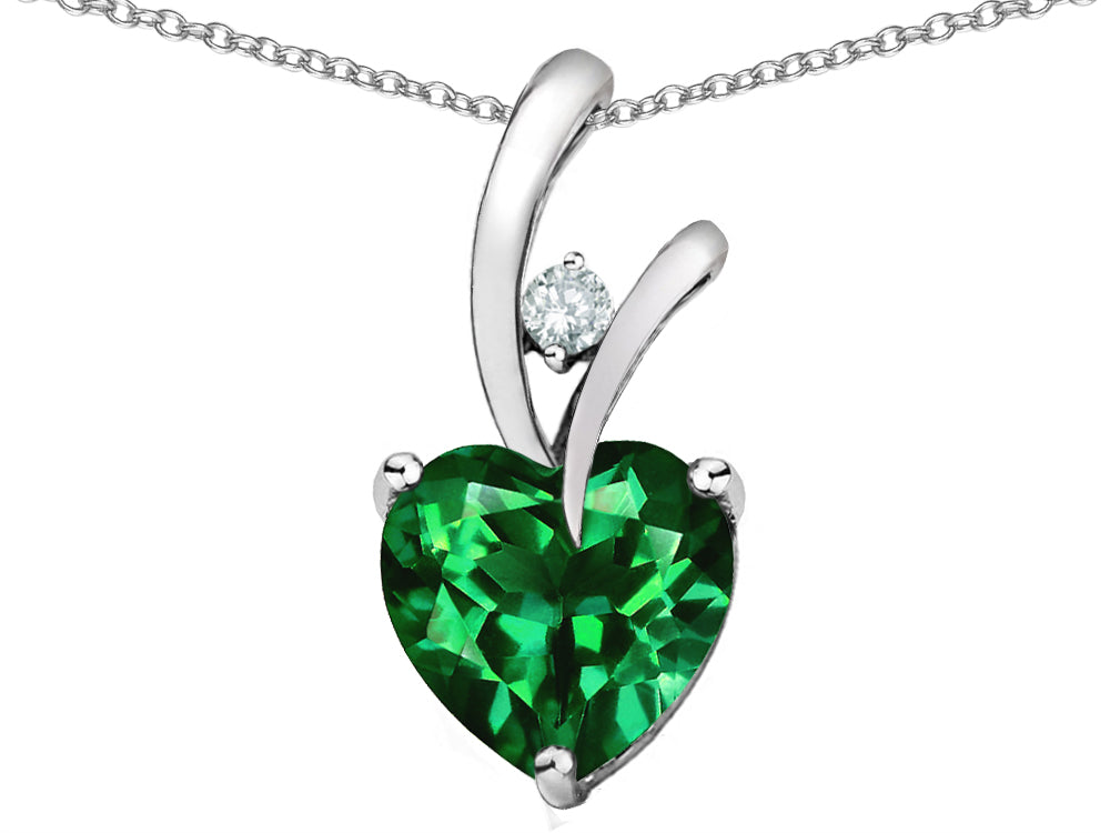 Star K Heart Shape 8mm Simulated Emerald Endless Love Pendant Necklace