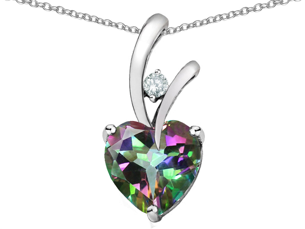 Star K Heart Shaped 8mm Mystic Topaz Endless Love Pendant Necklace