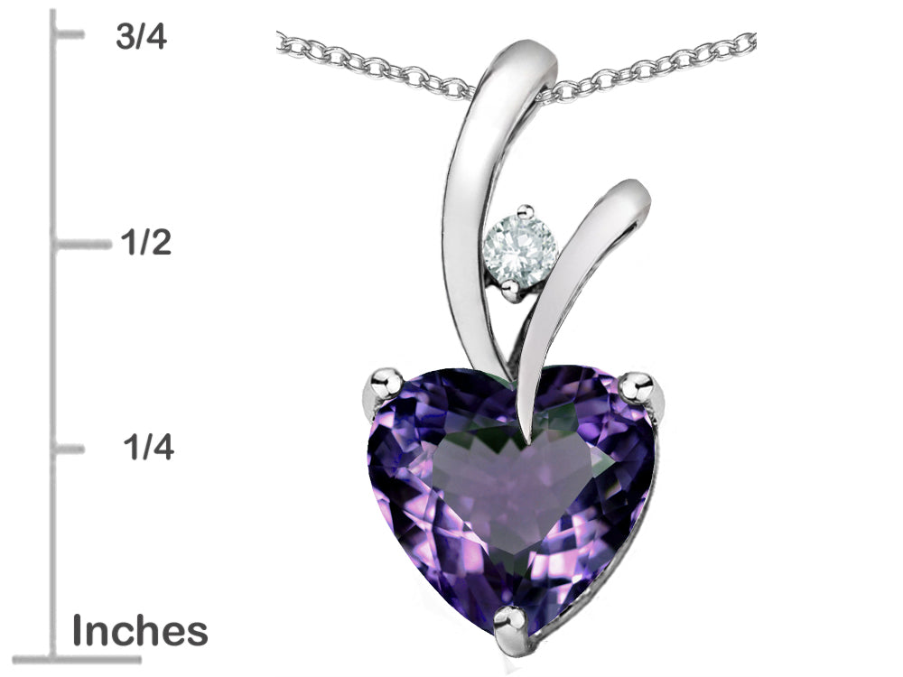 Star K Heart Shaped 8mm Simulated Alexandrite Endless Love Pendant Necklace