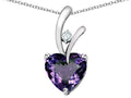 Star K Heart Shaped 8mm Simulated Alexandrite Endless Love Pendant Necklace