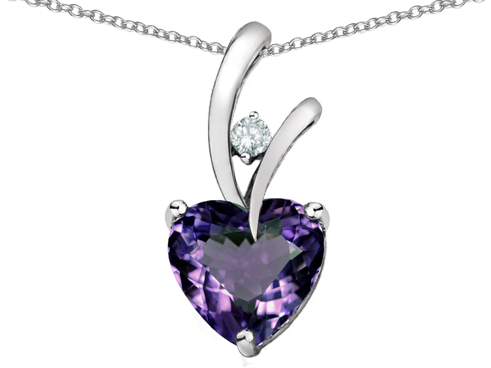 Star K Heart Shaped 8mm Simulated Alexandrite Endless Love Pendant Necklace