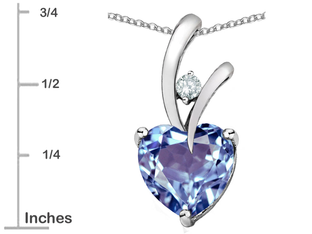 Star K Heart Shape 8mm Simulated Aquamarine Endless Love Pendant Necklace