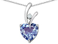 Star K Heart Shape 8mm Simulated Aquamarine Endless Love Pendant Necklace