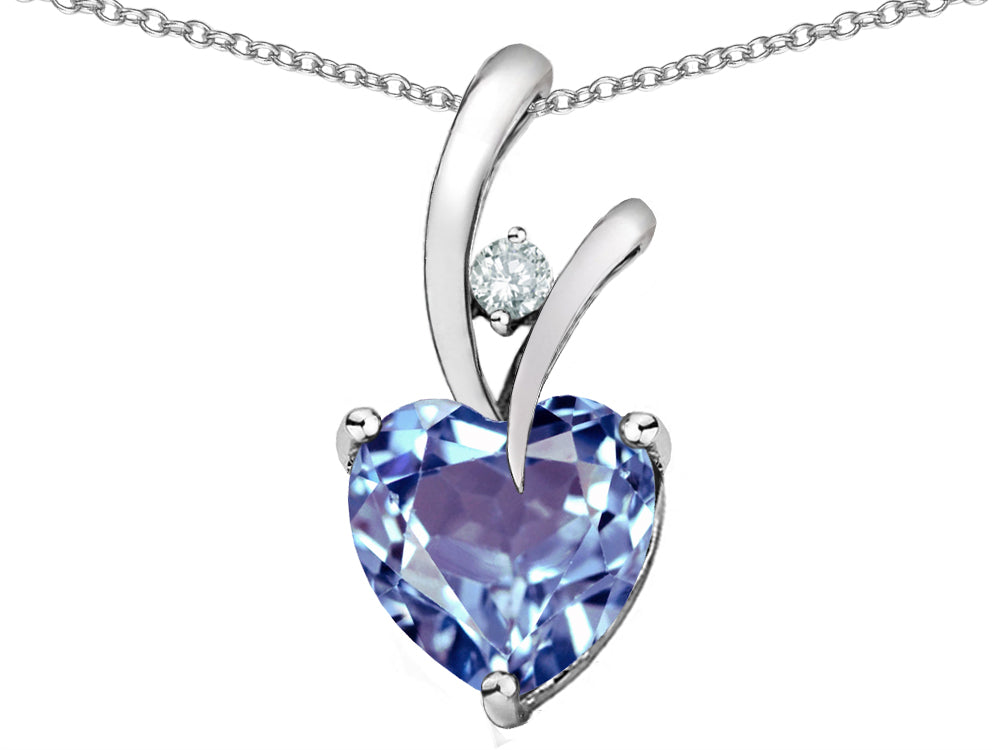 Star K Heart Shape 8mm Simulated Aquamarine Endless Love Pendant Necklace