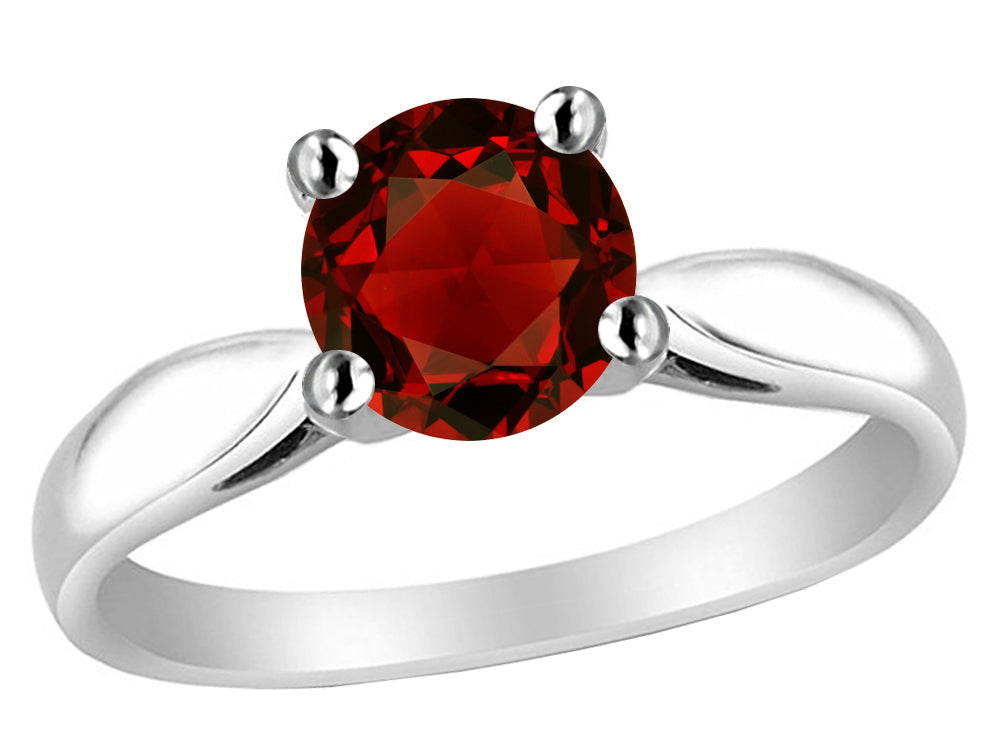 Star K 7mm Round Simulated Garnet Ring