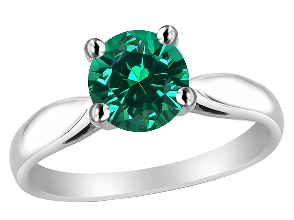 Star K 7mm Round Simulated Emerald Ring