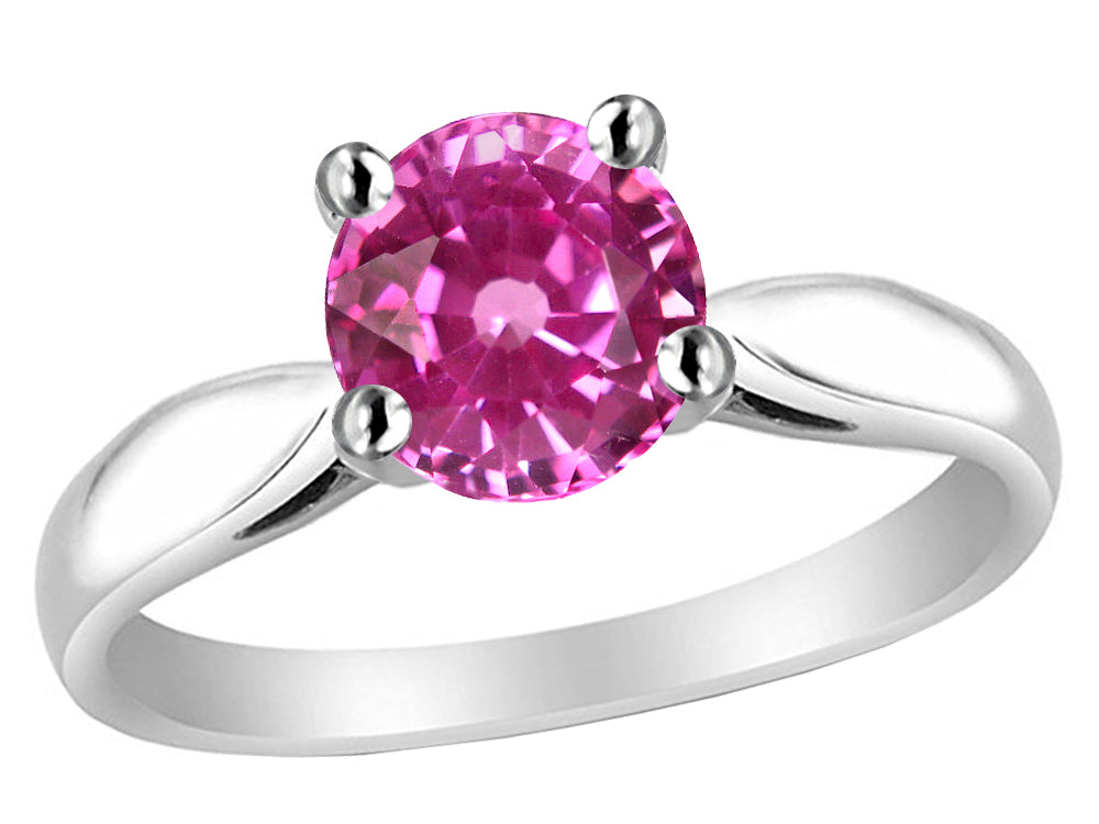 Star K 7mm Round Created Pink Sapphire Ring