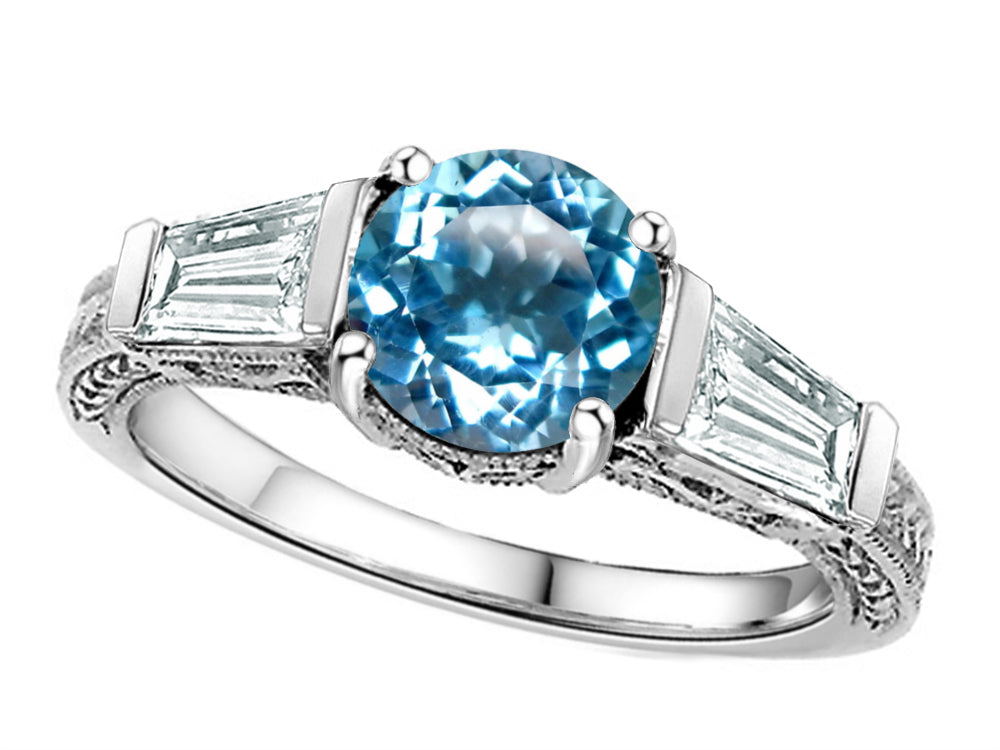 Star K Round 7mm Genuine Blue Topaz Ring