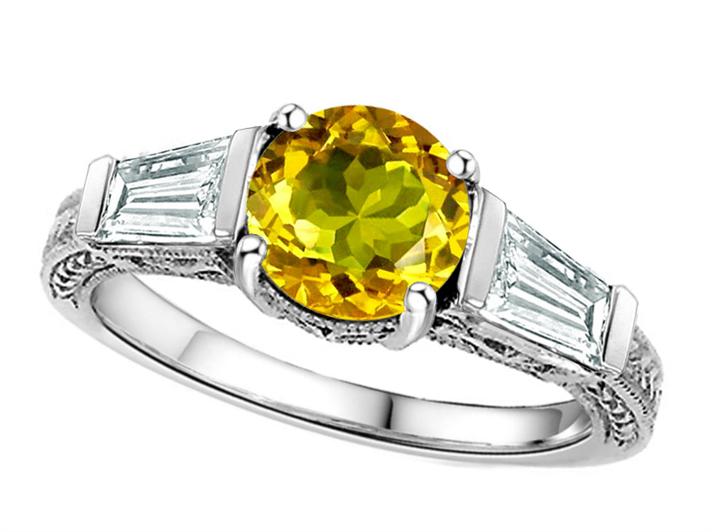 Star K Round 7mm Genuine Citrine Ring