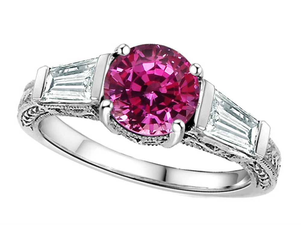 Star K Round 7mm Simulated Pink Tourmaline Ring