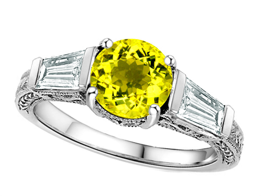 Star K Round 7mm Genuine Lemon Quartz Ring