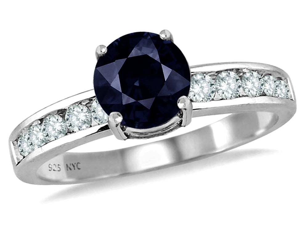 Star K Round 7mm Black Sapphire Ring
