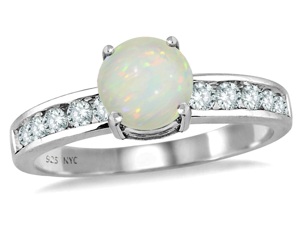 Star K Round 7mm Simulated Opal Ring