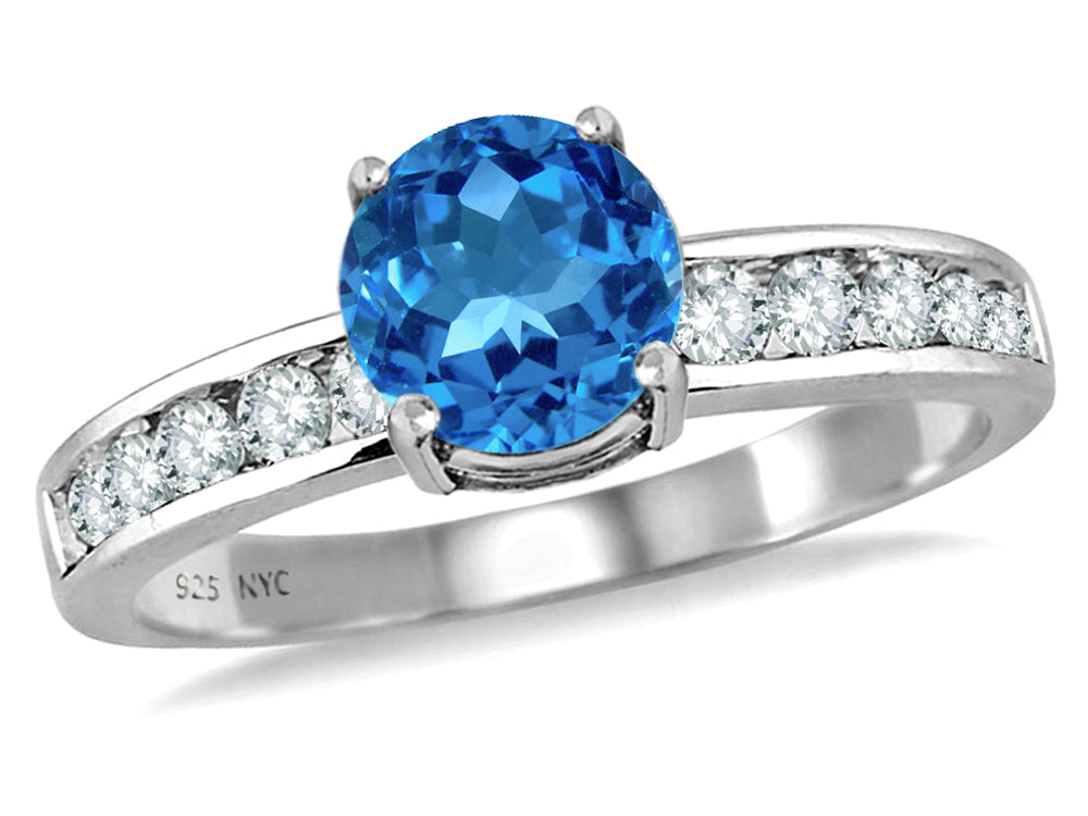 Star K Round 7mm Genuine Blue Topaz Ring