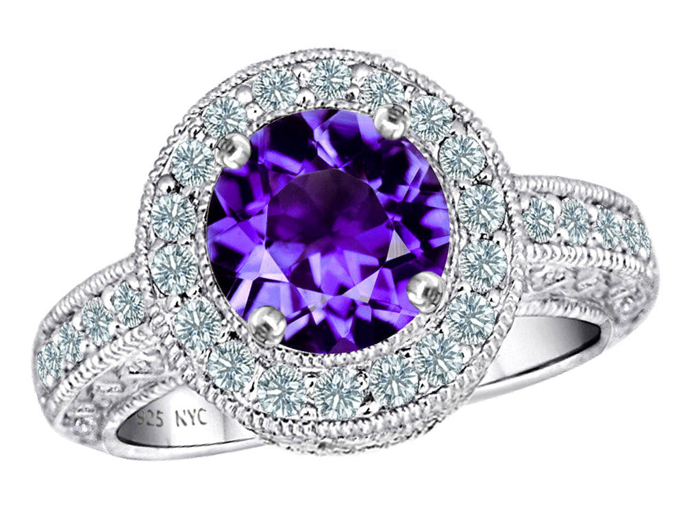 Star K 7mm Round Simulated Amethyst Ring