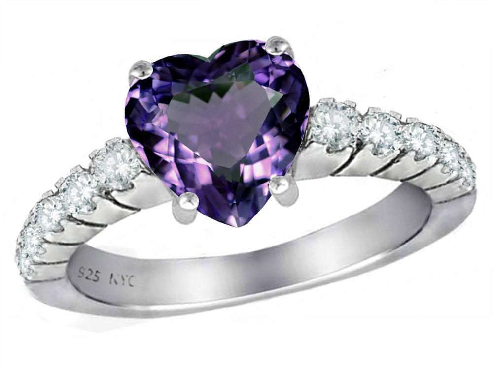 Star K 8mm Heart Shape Simulated Alexandrite Ring