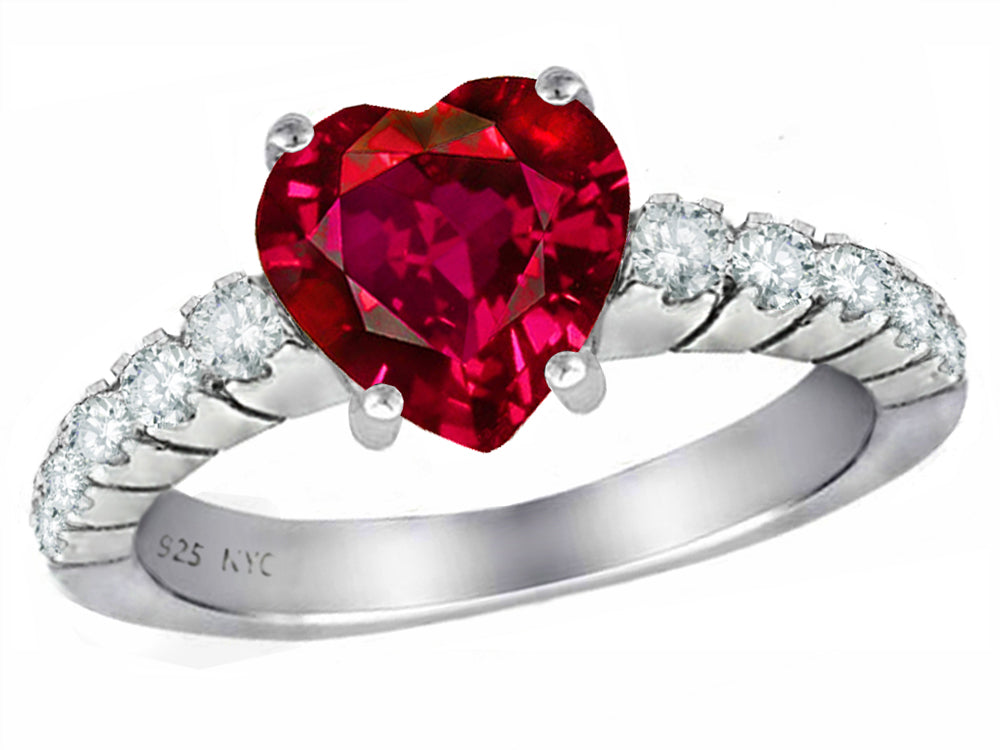 Star K 8mm Heart Shape Created Ruby Ring