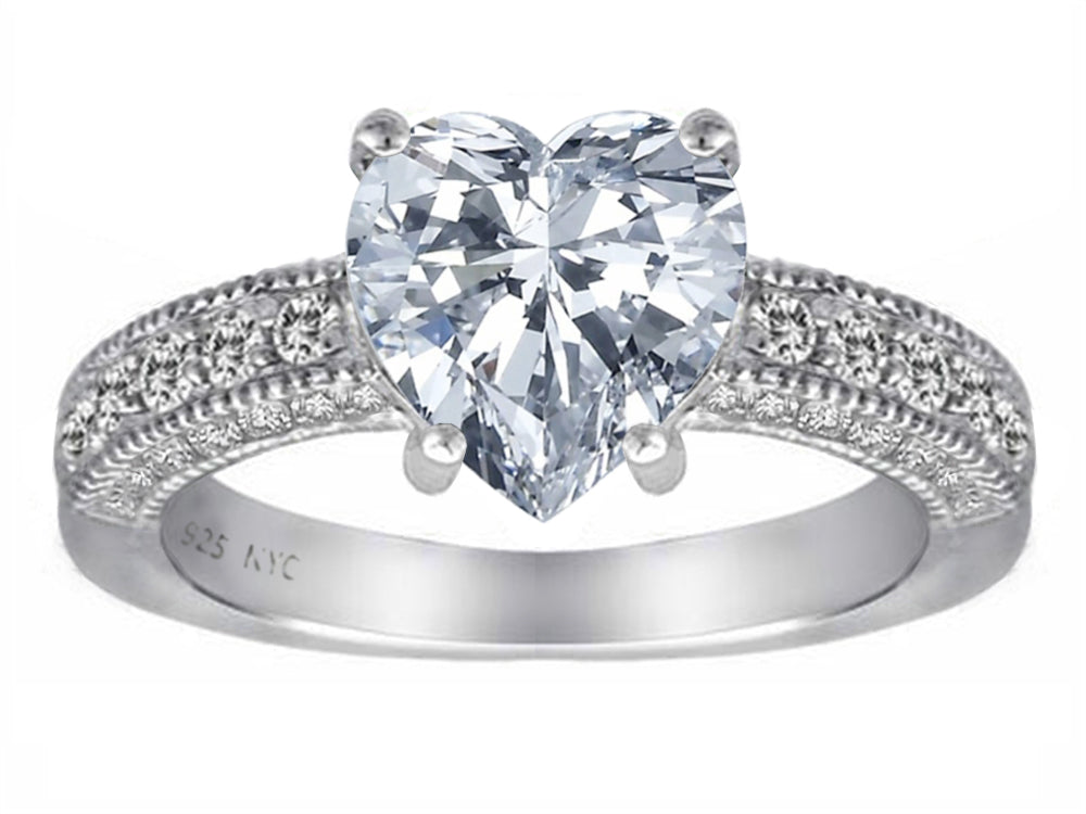 Star K 8mm Heart Shape White Topaz Ring