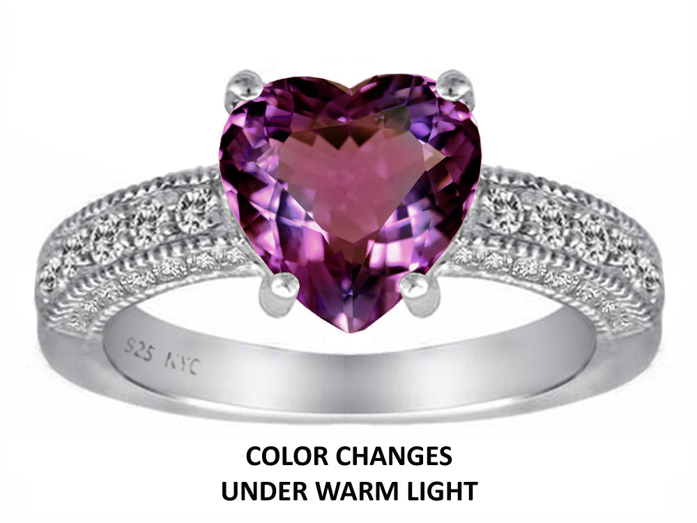 Star K 8mm Heart Shape Simulated Alexandrite Ring
