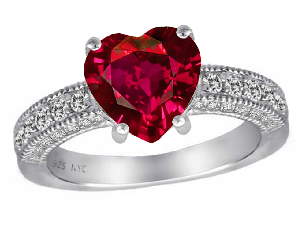 Star K 8mm Heart Shape Created Ruby Ring