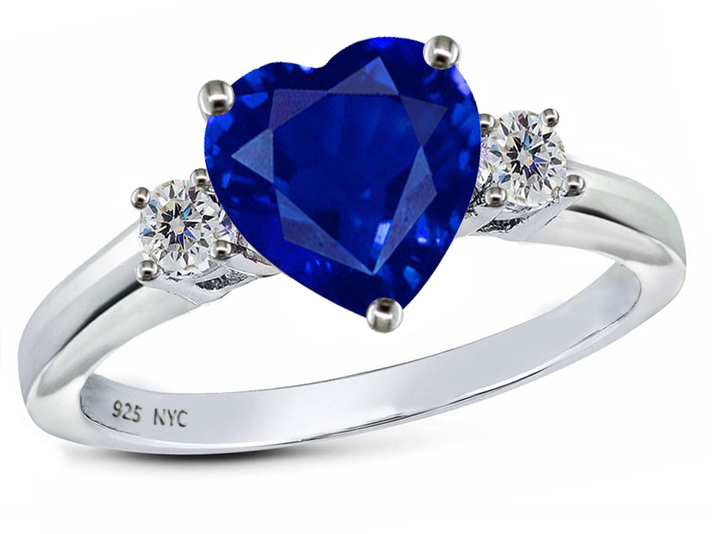 Star K 8mm Heart Shape Created Sapphire Ring